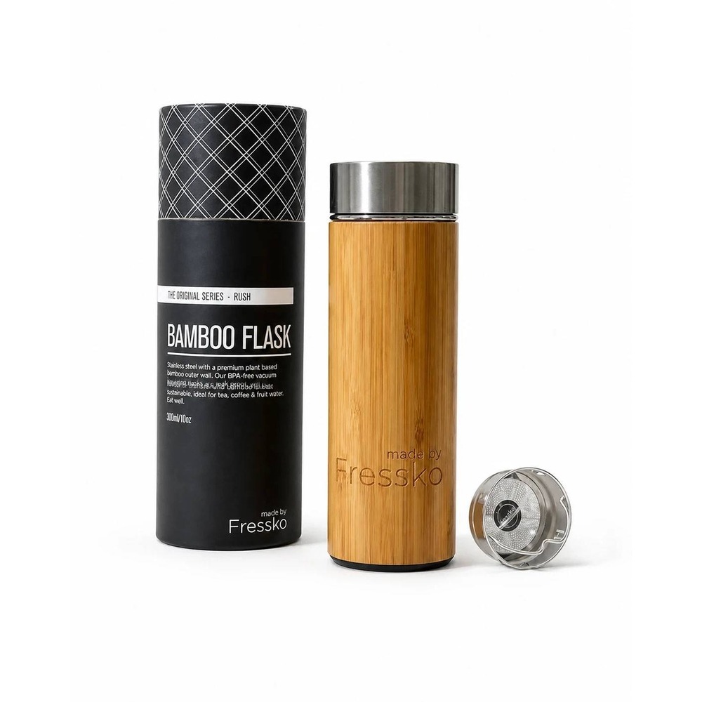 Made by Fressko Rush Bamboo Infuser Flask 300ml / 10oz New in Tube